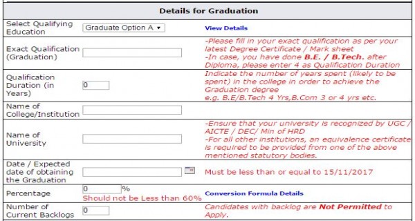 Graduation details required for AFCAT registration