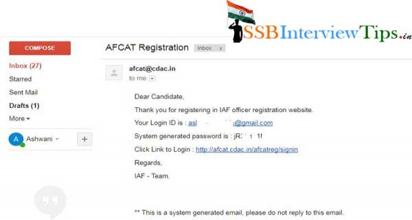 AFCAT login details from IAF for AFCAT portal