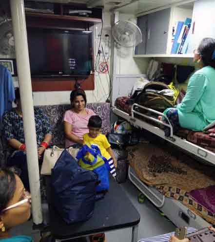 Rescued Tourists taking rest in Indian Naval Ships